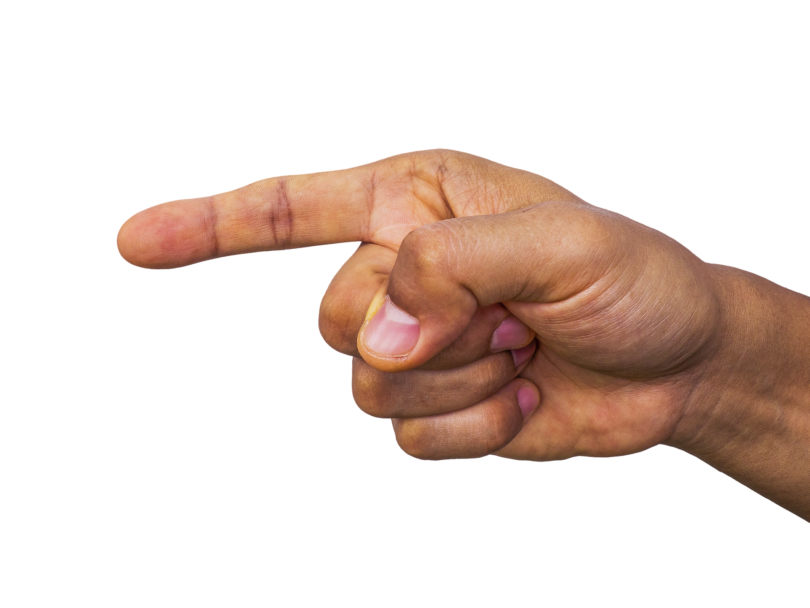 A hand with pointing out figure with no background