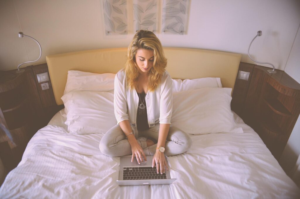 woman doing teletherapy